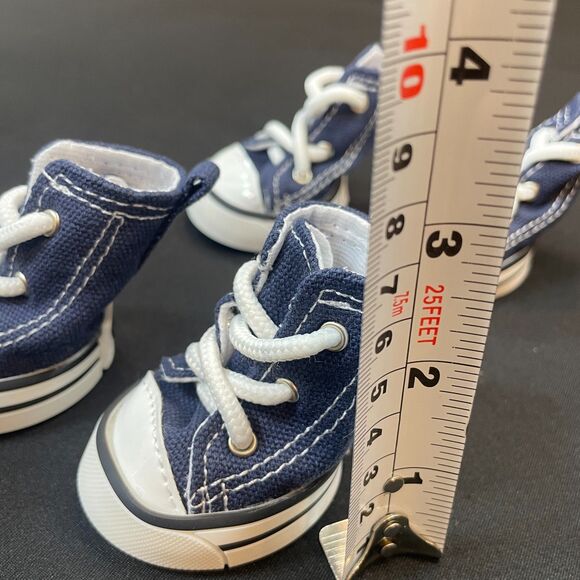 ~ NEW Dog Sneakers High Tops 3# Puppy Pet Cat Tennis Shoes Navy Blue Lace Up - Picture 7 of 14